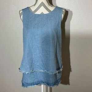 DG2 Diane Gilman Size Small Blue Layered Sleeveless Blouse